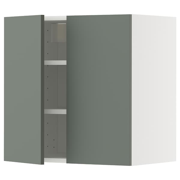 Ikea METOD - Wall cabinet with shelves/2 doors, white/Nickebo matt grey-green, 60x60 cm