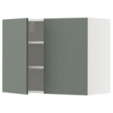 METOD wall cabinet with shelves/2 doors, white/Nickebo matt grey-green, 80x60 cm