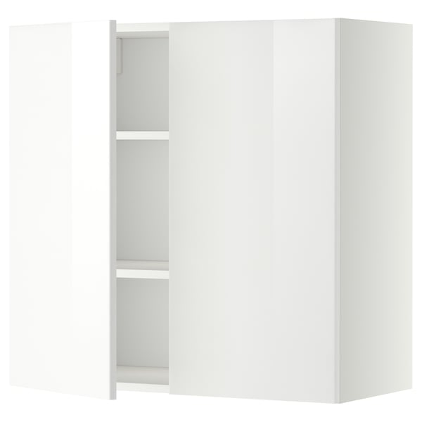 METOD wall cabinet with shelves/2 doors, white/Ringhult white, 80x80 cm
