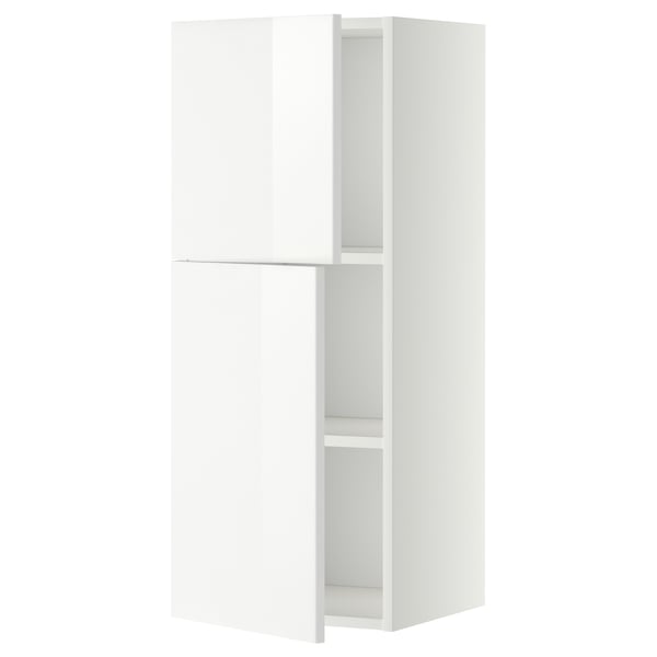 METOD wall cabinet with shelves/2 doors, white/Ringhult white, 40x100 cm