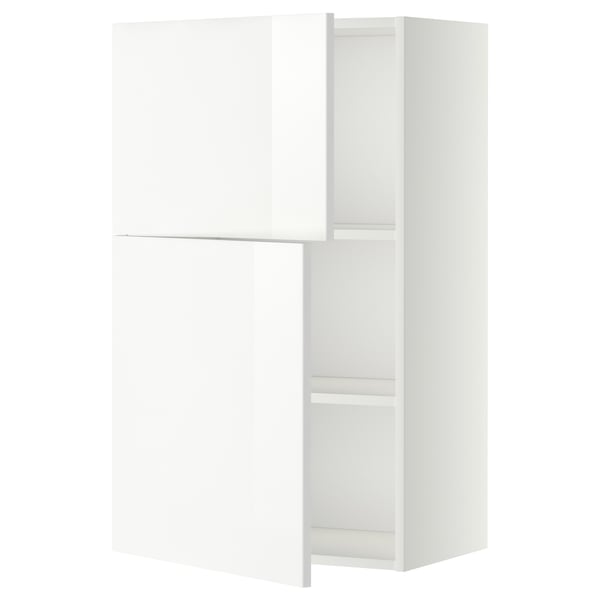 METOD wall cabinet with shelves/2 doors, white/Ringhult white, 60x100 cm