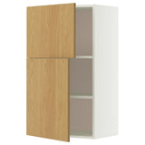 METOD wall cabinet with shelves/2 doors, white/Sinarp oak veneer, 60x100 cm