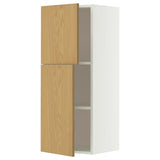 METOD wall cabinet with shelves/2 doors, white/Sinarp oak veneer, 40x100 cm