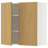 METOD wall cabinet with shelves/2 doors, white/Sinarp oak veneer, 80x80 cm
