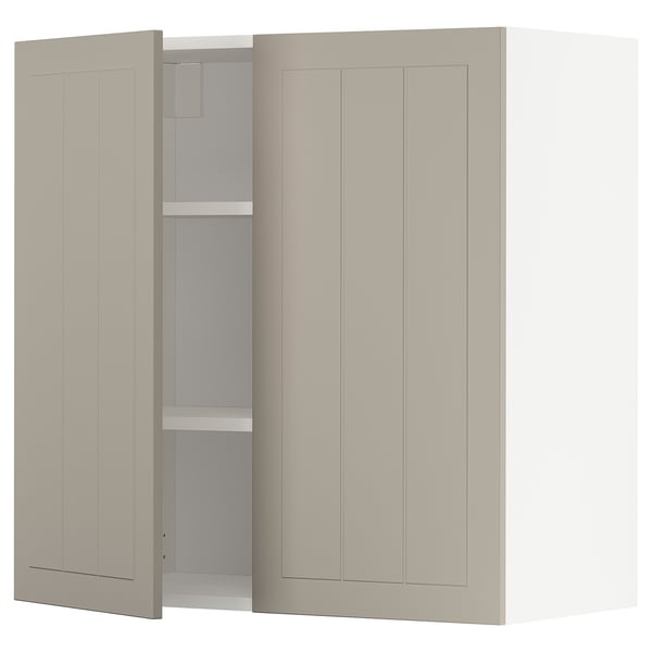 METOD - METOD Wall cabinet with shelves/2 doors, white/Stensund beige, 80x80 cm