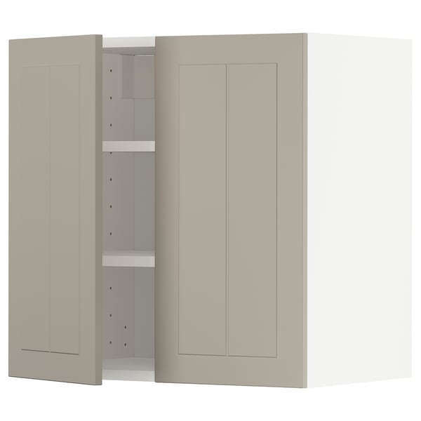 METOD - METOD Wall cabinet with shelves/2 doors, white/Stensund beige, 60x60 cm