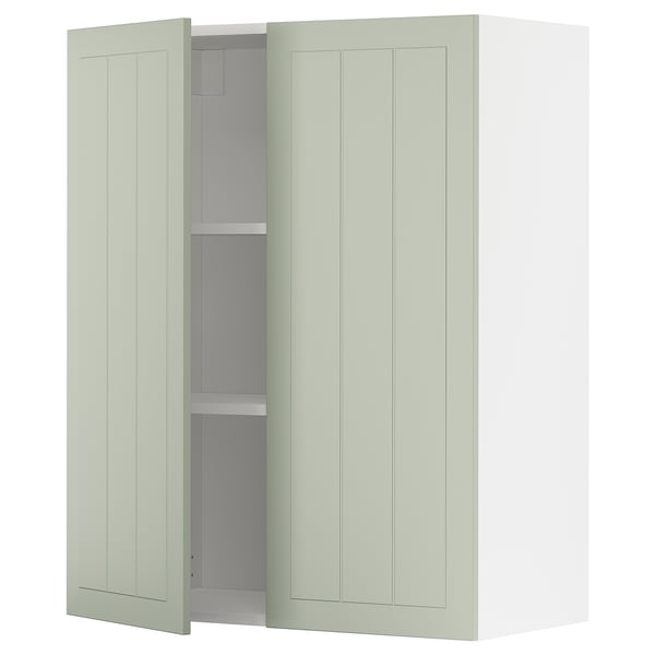 METOD - METOD Wall cabinet with shelves/2 doors, white/Stensund light green, 80x100 cm