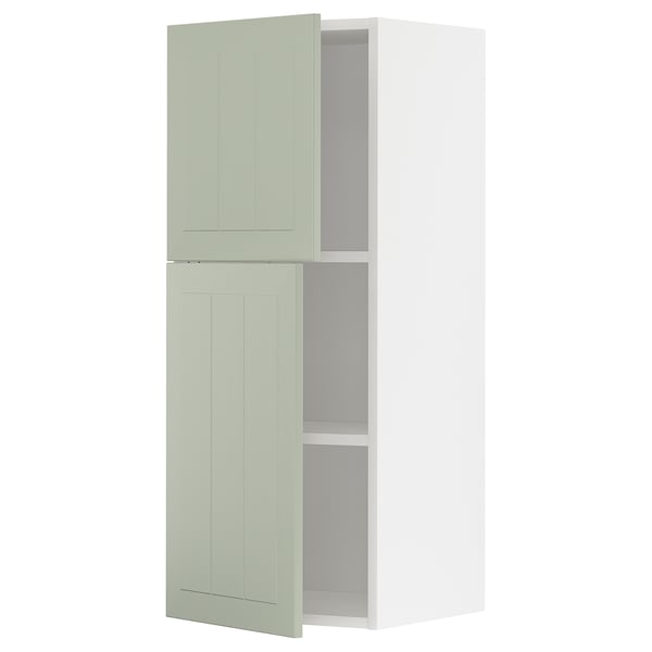 METOD - METOD Wall cabinet with shelves/2 doors, white/Stensund light green, 40x100 cm