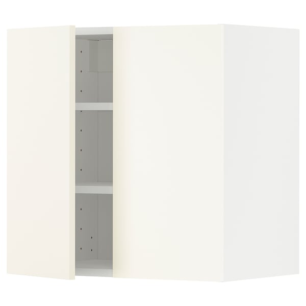 METOD wall cabinet with shelves/2 doors, white/Vallstena white, 60x60 cm