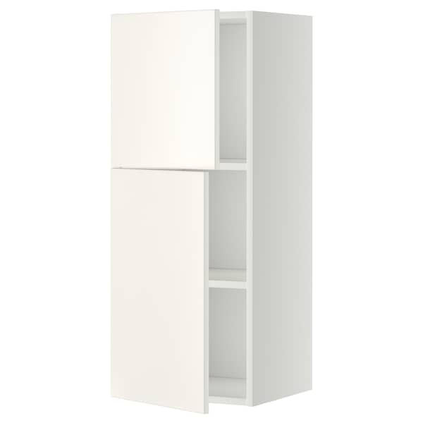 METOD - Wall cabinet with shelves/2 doors, white/Veddinge white, 40x100 cm