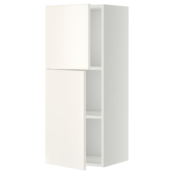 METOD wall cabinet with shelves/2 doors, white/Veddinge white, 40x100 cm