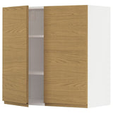 METOD wall cabinet with shelves/2 doors, white/Voxtorp oak effect, 80x80 cm