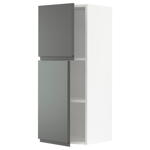 METOD wall cabinet with shelves/2 doors, white/Voxtorp dark grey, 40x100 cm