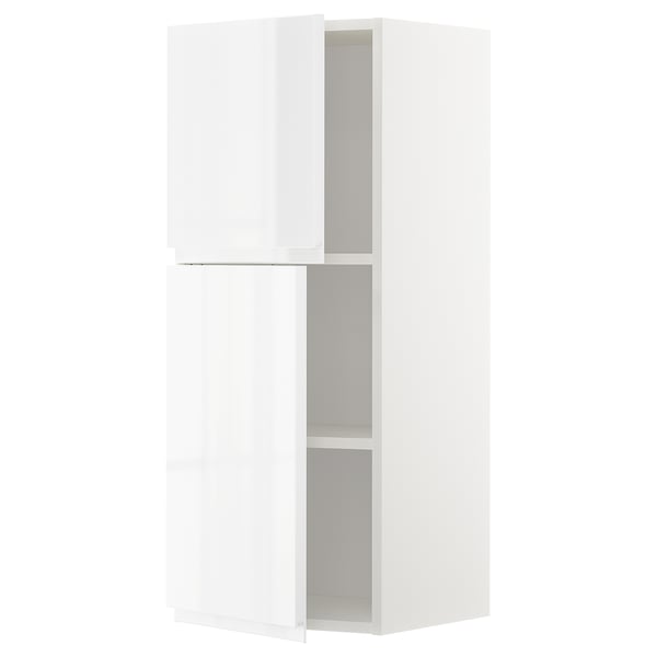 METOD - METOD Wall cabinet with shelves/2 doors, white/Voxtorp high-gloss/white, 40x100 cm