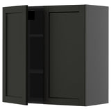 METOD wall cabinet with shelves/2 doors, black-grey/Lerhyttan black stained, 80x80 cm
