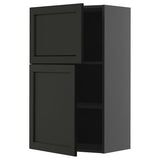 METOD wall cabinet with shelves/2 doors, black-grey/Lerhyttan black stained, 60x100 cm