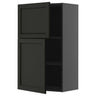 METOD wall cabinet with shelves/2 doors, black-grey/Lerhyttan black stained, 60x100 cm