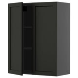 METOD wall cabinet with shelves/2 doors, black-grey/Lerhyttan black stained, 80x100 cm