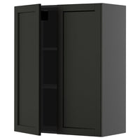 METOD wall cabinet with shelves/2 doors, black-grey/Lerhyttan black stained, 80x100 cm