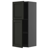 METOD wall cabinet with shelves/2 doors, black-grey/Lerhyttan black stained, 40x100 cm