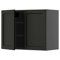 METOD wall cabinet with shelves/2 doors, black-grey/Lerhyttan black stained, 80x60 cm
