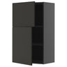 METOD wall cabinet with shelves/2 doors, black-grey/Nickebo matt anthracite, 60x100 cm