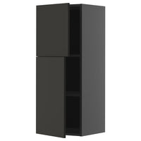METOD wall cabinet with shelves/2 doors, black-grey/Nickebo matt anthracite, 40x100 cm