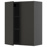 METOD wall cabinet with shelves/2 doors, black-grey/Nickebo matt anthracite, 80x100 cm