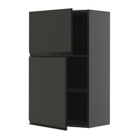 METOD wall cabinet with shelves/2 doors, black-grey/Upplöv matt anthracite, 60x100 cm