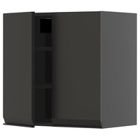 METOD wall cabinet with shelves/2 doors, black-grey/Upplöv matt anthracite, 60x60 cm
