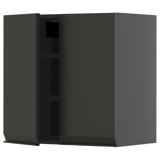METOD - METOD Wall cabinet with shelves/2 doors, black-grey/Upplöv matt anthracite, 60x60 cm