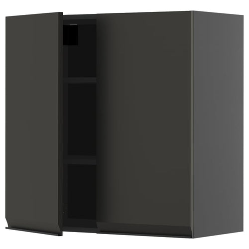 METOD - METOD Wall cabinet with shelves/2 doors, black-grey/Upplöv matt anthracite, 80x80 cm