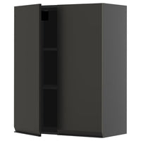 METOD wall cabinet with shelves/2 doors, black-grey/Upplöv matt anthracite, 80x100 cm