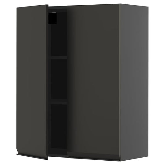 METOD - METOD Wall cabinet with shelves/2 doors, black-grey/Upplöv matt anthracite, 80x100 cm