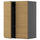 METOD - METOD Wall cabinet with shelves/2 doors, black-grey/Voxtorp oak effect, 60x80 cm