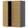 METOD - METOD Wall cabinet with shelves/2 doors, black-grey/Voxtorp oak effect, 80x100 cm