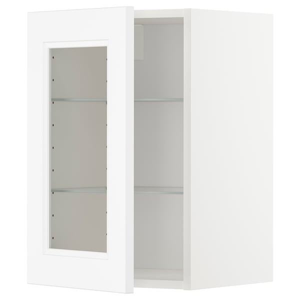 METOD wall cabinet w shelves/glass door, white/Axstad matt white, 40x60 cm