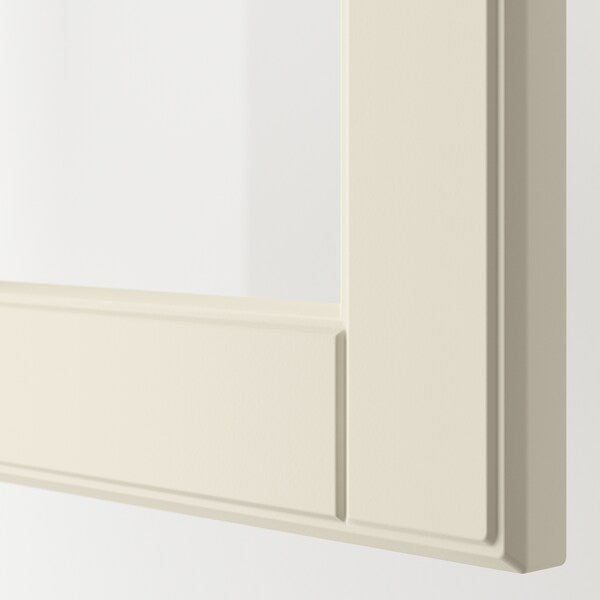 METOD - Wall cabinet w shelves/glass door, white/Bodbyn off-white, 40x100 cm