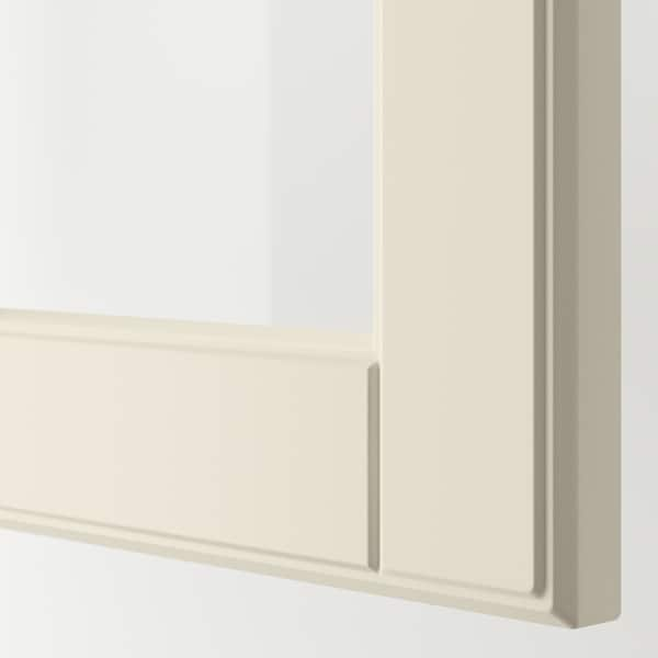 METOD - Wall cabinet w shelves/glass door, white/Bodbyn off-white, 40x60 cm