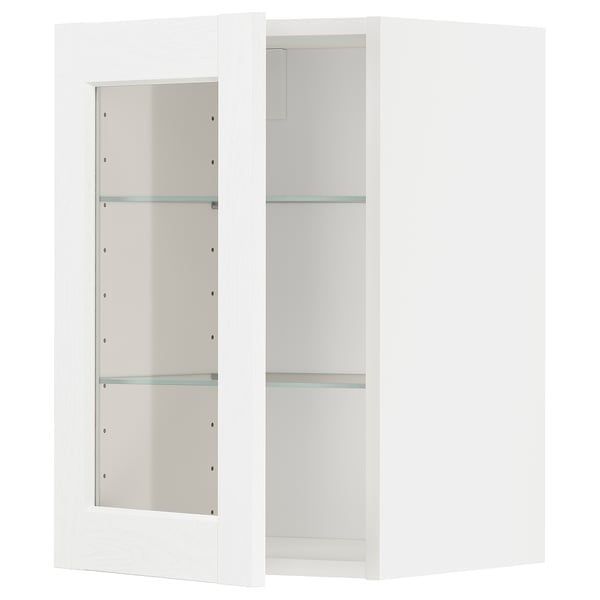 METOD wall cabinet w shelves/glass door, white Enköping/white wood effect, 40x60 cm