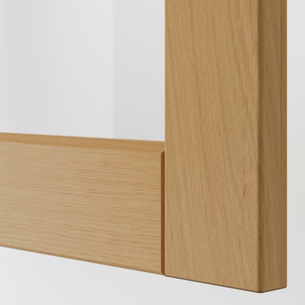 METOD wall cabinet w shelves/glass door, white/Forsbacka oak, 30x60 cm