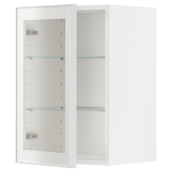 METOD - METOD Wall cabinet w shelves/glass door, white/Hejsta white clear glass, 40x60 cm