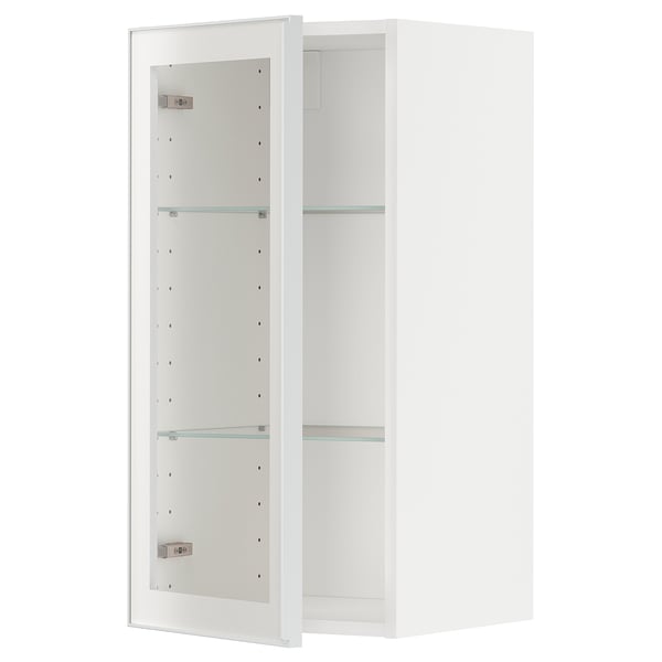METOD wall cabinet w shelves/glass door, white/Hejsta white clear glass, 40x80 cm