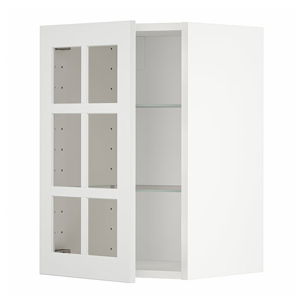METOD wall cabinet w shelves/glass door, white/Stensund white, 40x60 cm