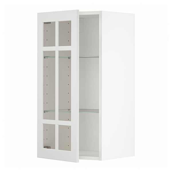 METOD wall cabinet w shelves/glass door, white/Stensund white, 40x80 cm