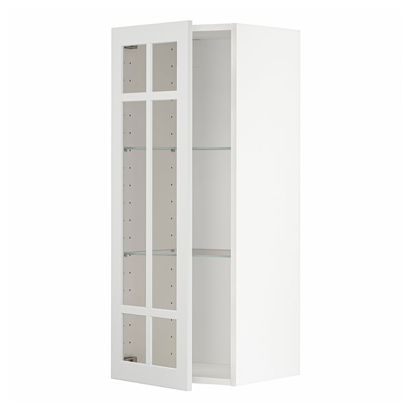 METOD wall cabinet w shelves/glass door, white/Stensund white, 40x100 cm
