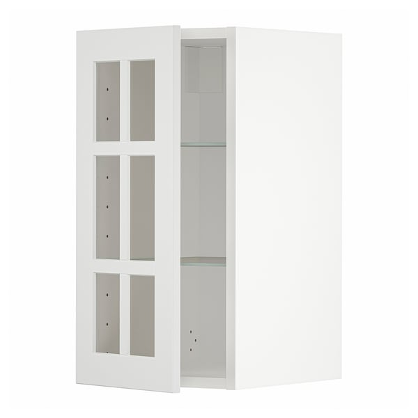 METOD wall cabinet w shelves/glass door, white/Stensund white, 30x60 cm