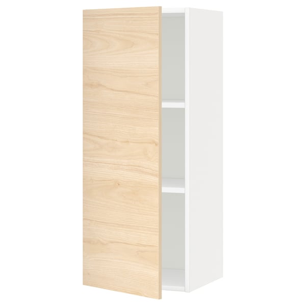METOD - METOD Wall cabinet with shelves, white/Askersund light ash effect, 40x100 cm