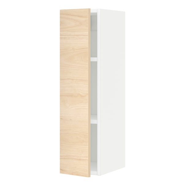 METOD wall cabinet with shelves, white/Askersund light ash effect, 20x80 cm