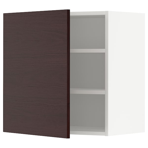 METOD - Wall unit with shelves, white Askersund/dark brown ash effect,60x60 cm